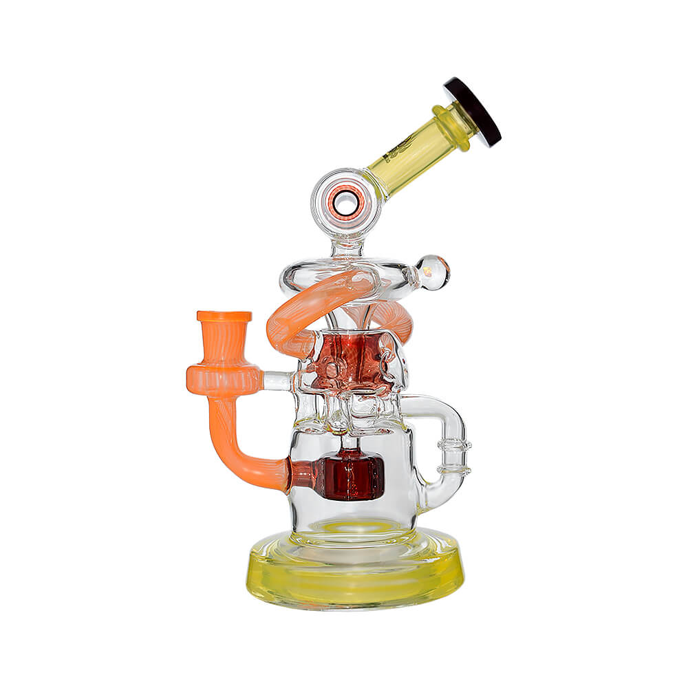 Calibear Multi-Chamber Recycler Dab Rig | 8" Borosilicate Glass Rig with Looping Recycler Pathways