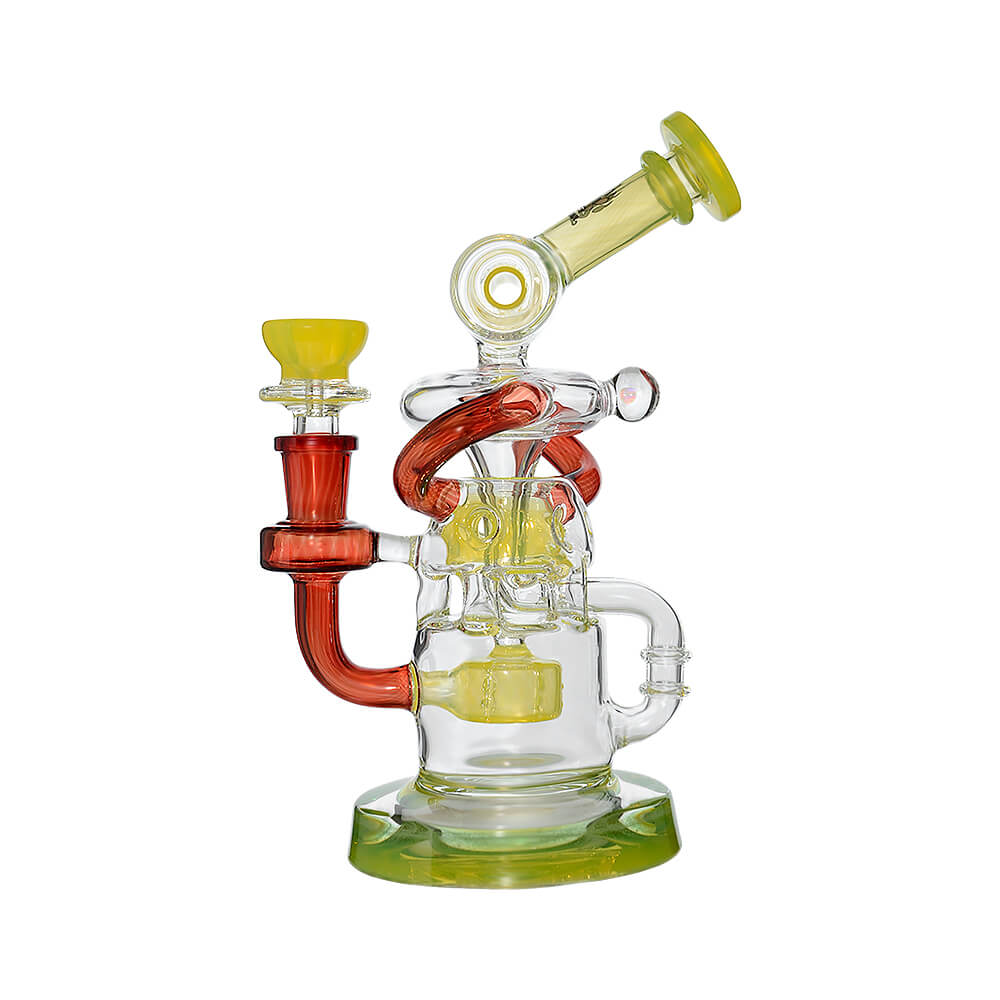 Calibear Multi-Chamber Recycler Dab Rig | 8" Borosilicate Glass Rig with Looping Recycler Pathways