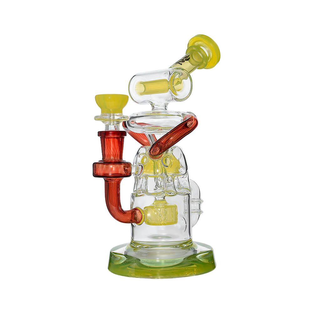 Calibear Multi-Chamber Recycler Dab Rig | 8" Borosilicate Glass Rig with Looping Recycler Pathways