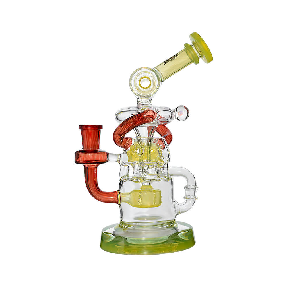 Calibear Multi-Chamber Recycler Dab Rig | 8" Borosilicate Glass Rig with Looping Recycler Pathways