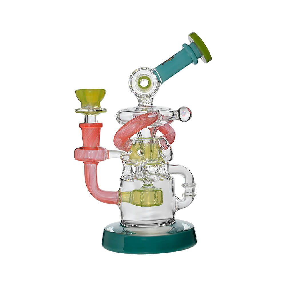 Calibear Multi-Chamber Recycler Dab Rig | 8" Borosilicate Glass Rig with Looping Recycler Pathways