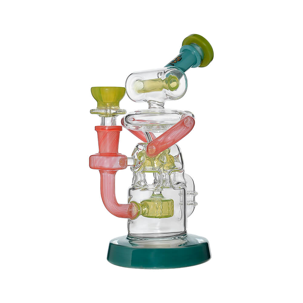 Calibear Multi-Chamber Recycler Dab Rig | 8" Borosilicate Glass Rig with Looping Recycler Pathways