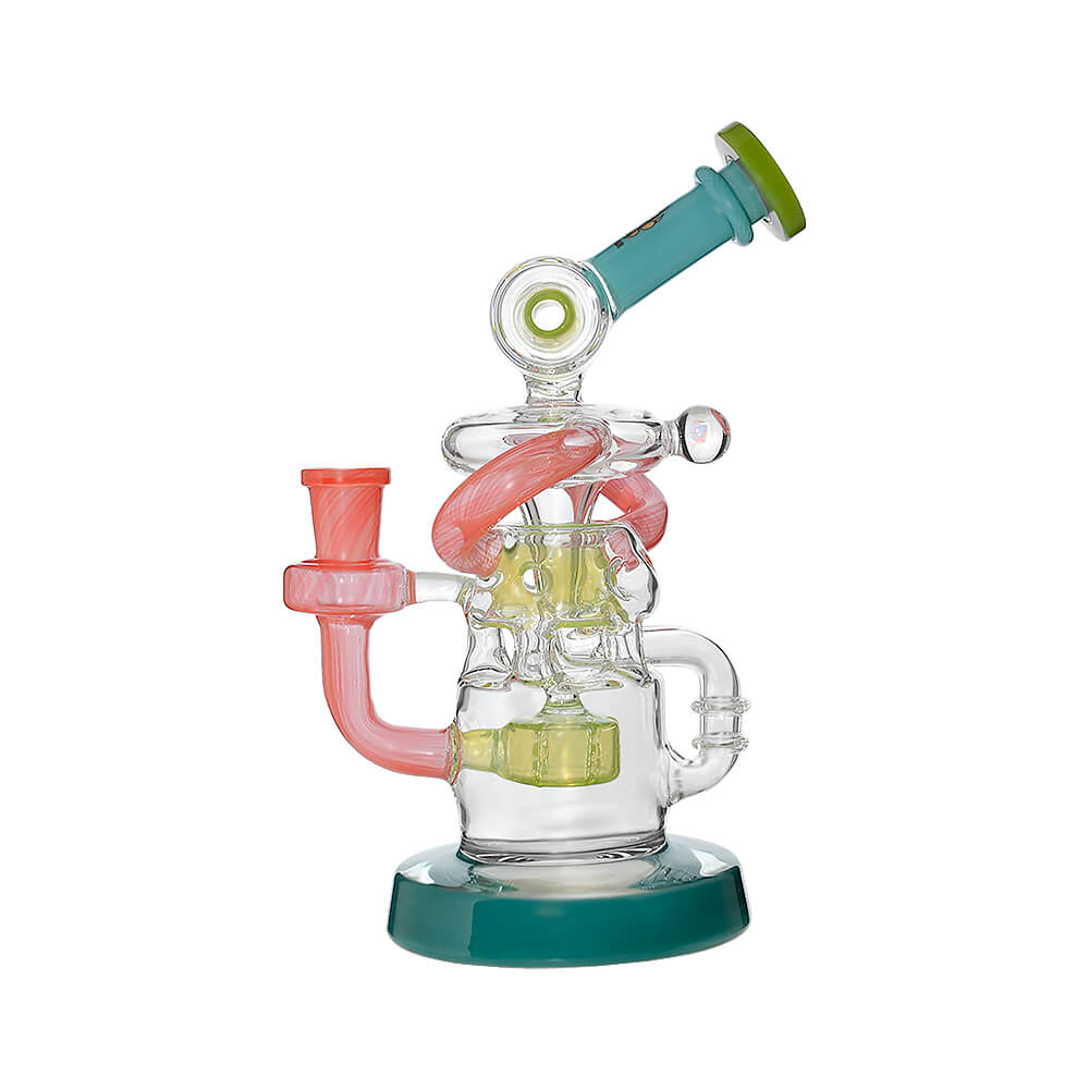 Calibear Multi-Chamber Recycler Dab Rig | 8" Borosilicate Glass Rig with Looping Recycler Pathways