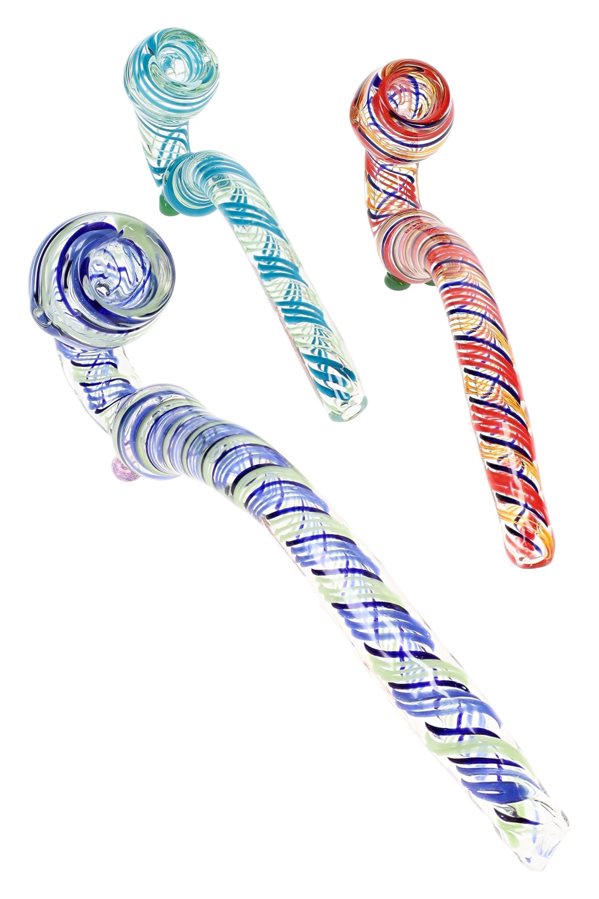 Swirl Ribbon Sherlock Glass Pipe “Ribbon Wizard” – 8″ – Assorted Colors