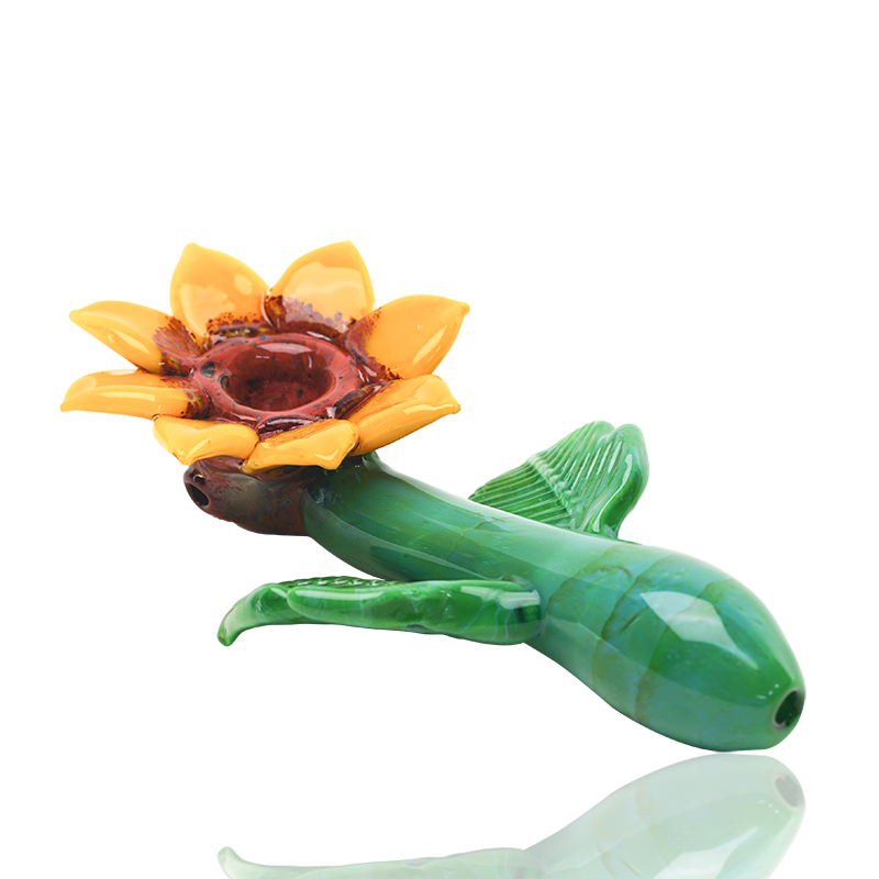 Empire Glassworks “Sunflower” Glass Sherlock Pipe – 5½″ – US-Made