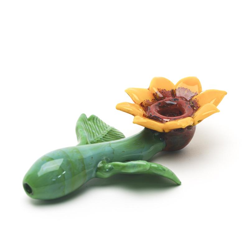 Empire Glassworks “Sunflower” Glass Sherlock Pipe – 5½″ – US-Made