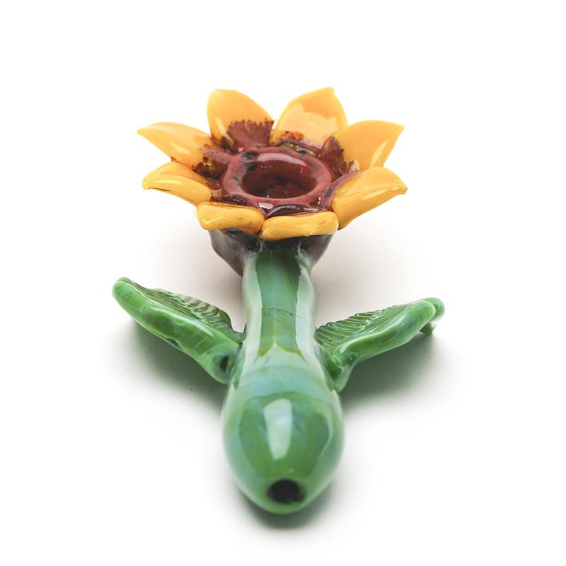 Empire Glassworks “Sunflower” Glass Sherlock Pipe – 5½″ – US-Made