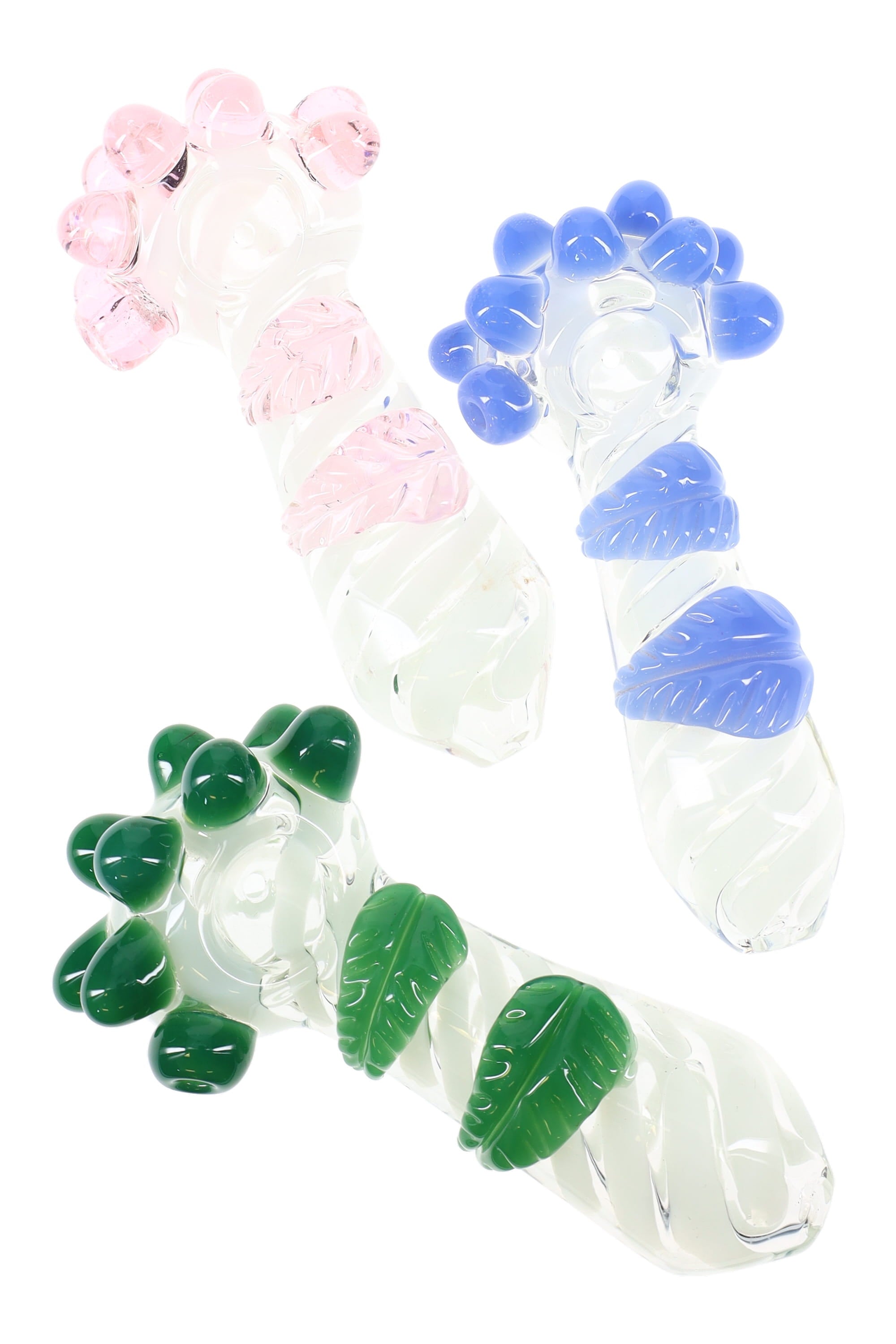 Thick Striped Leaf Marble Glass Spoon “Leafy Grip” – 6″ – Assorted Colors