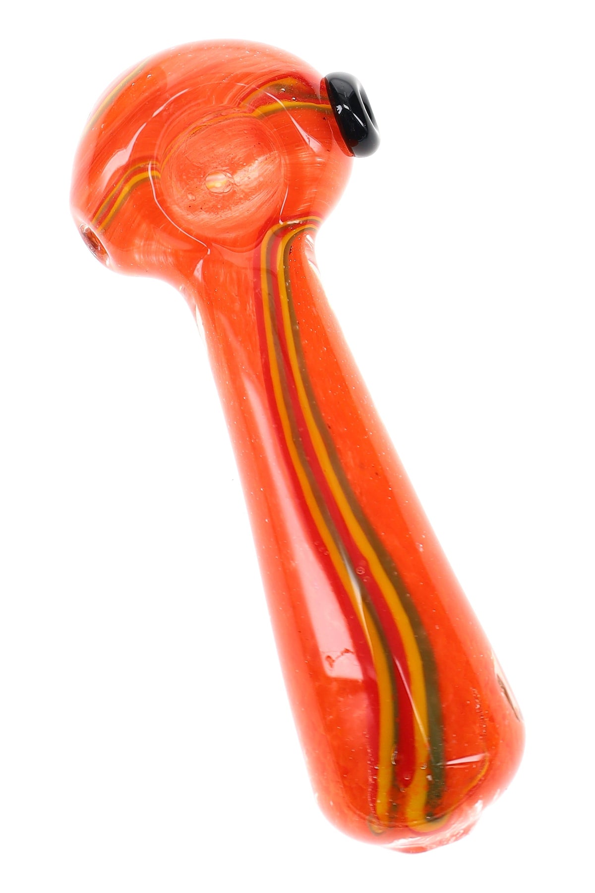 Colorful Frit Striped Glass Spoon Pipe “Rasta Racer” – 4½″ – Assorted