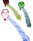 Swirl Striped Glass Sherlock Pipe “Neon Ripple” – 7.5″ – Assorted