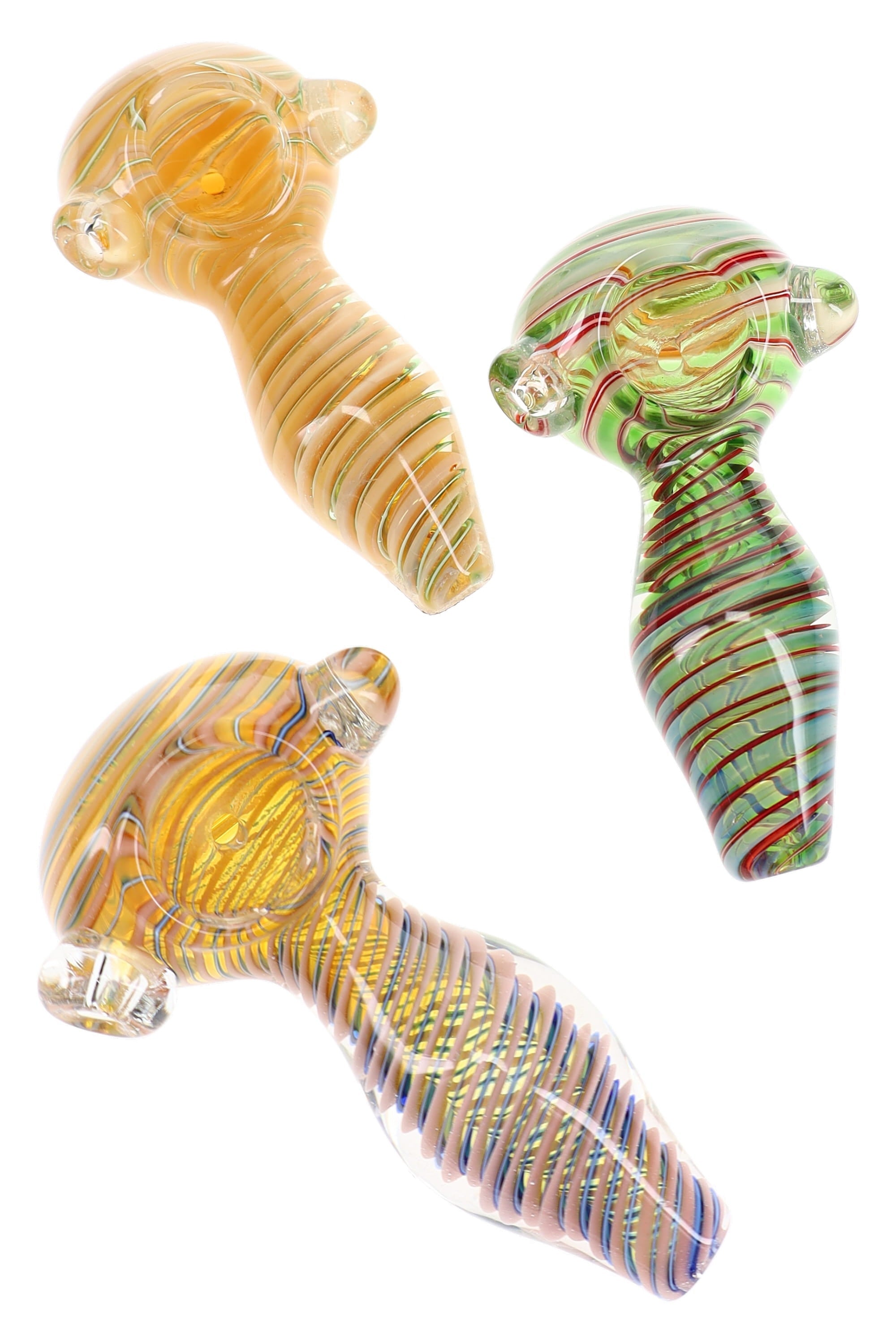 Silver Fumed Spiral Spoon Pipe “Ribbon Loop” – 4½″ – Assorted Colors