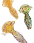 Silver Fumed Spiral Spoon Pipe “Ribbon Loop” – 4½″ – Assorted Colors