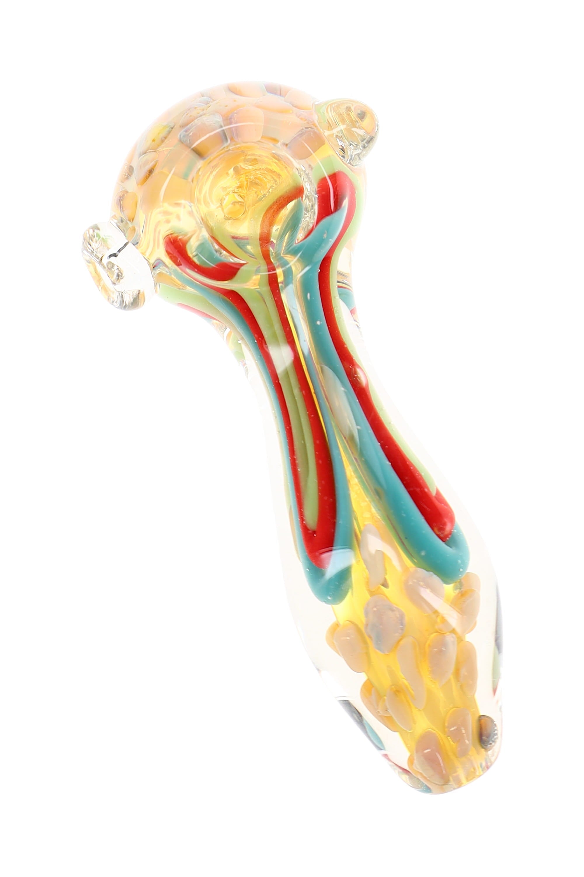 Silver Fumed Squiggle Dot Spoon Pipe “Dot Drift” – 4½″ – Assorted Colors