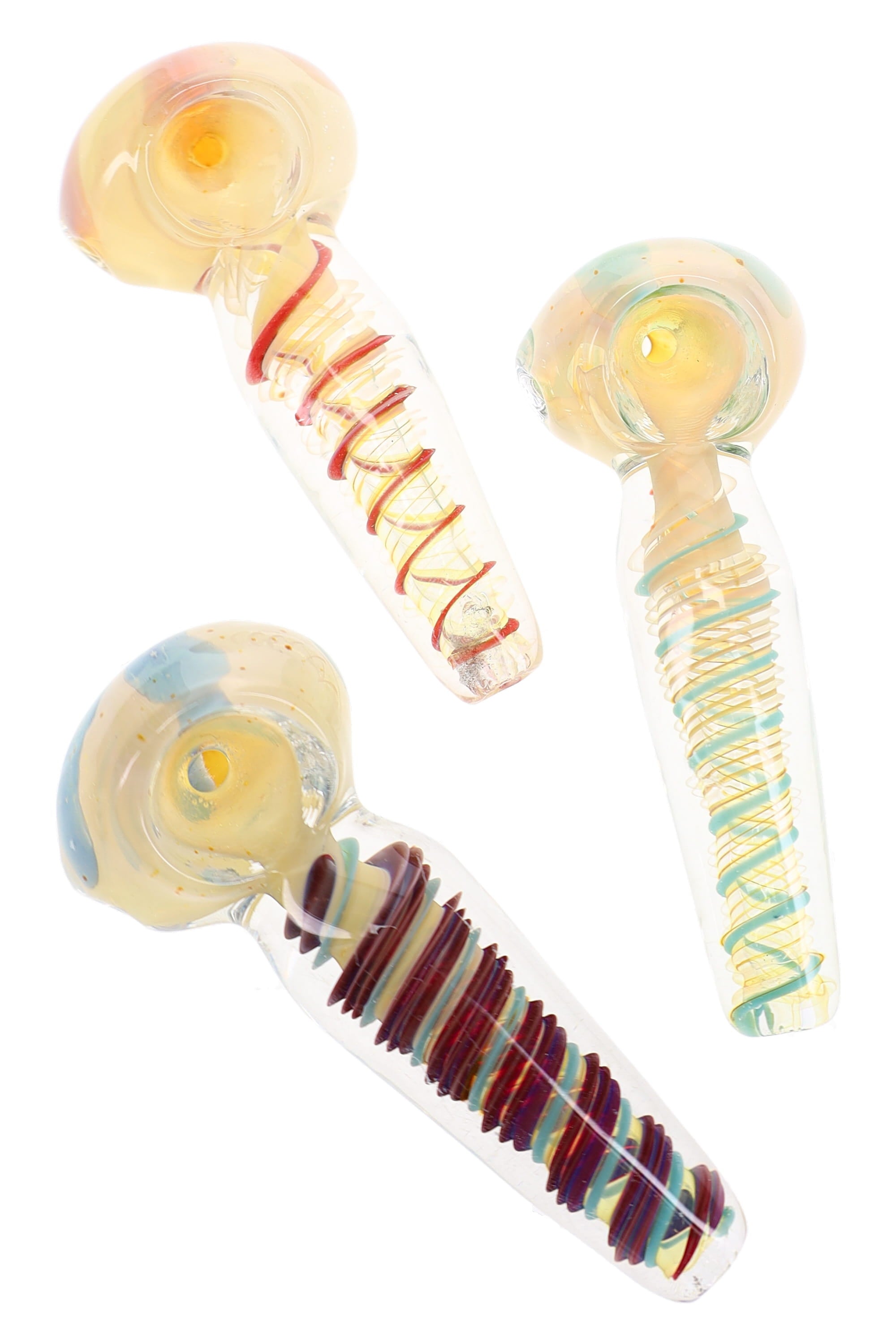 Silver Fumed Spiral Bubble Spoon Pipe “Bubble Coil” – 3½″ – Assorted Colors