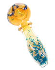 Gold Fumed Frit Ring Glass Spoon Pipe “Sunburst Halo” – 4″ – Assorted Colors