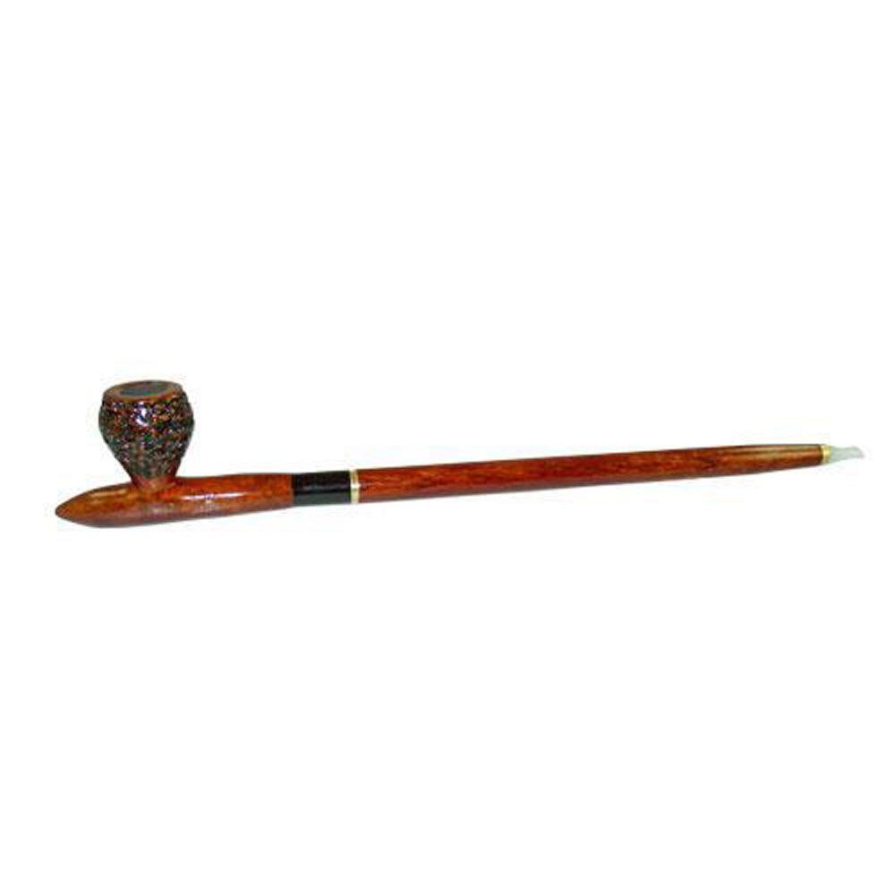 Engraved African Wood &amp; Sassafras Tobacco Pipe