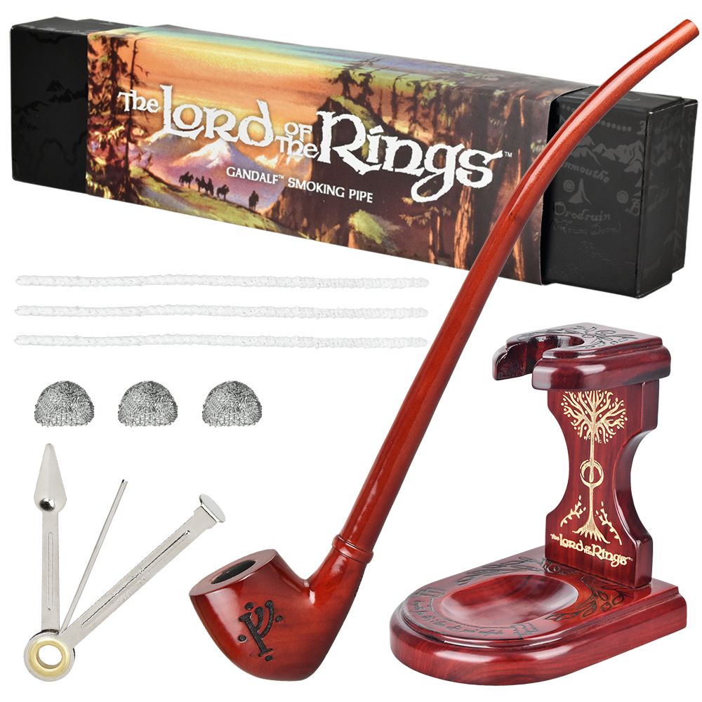 Pulsar Shire Pipes x LoTR GANDALF Pipe &amp; MIDDLE-EARTH Pipe Stand Bundle - 12.5"