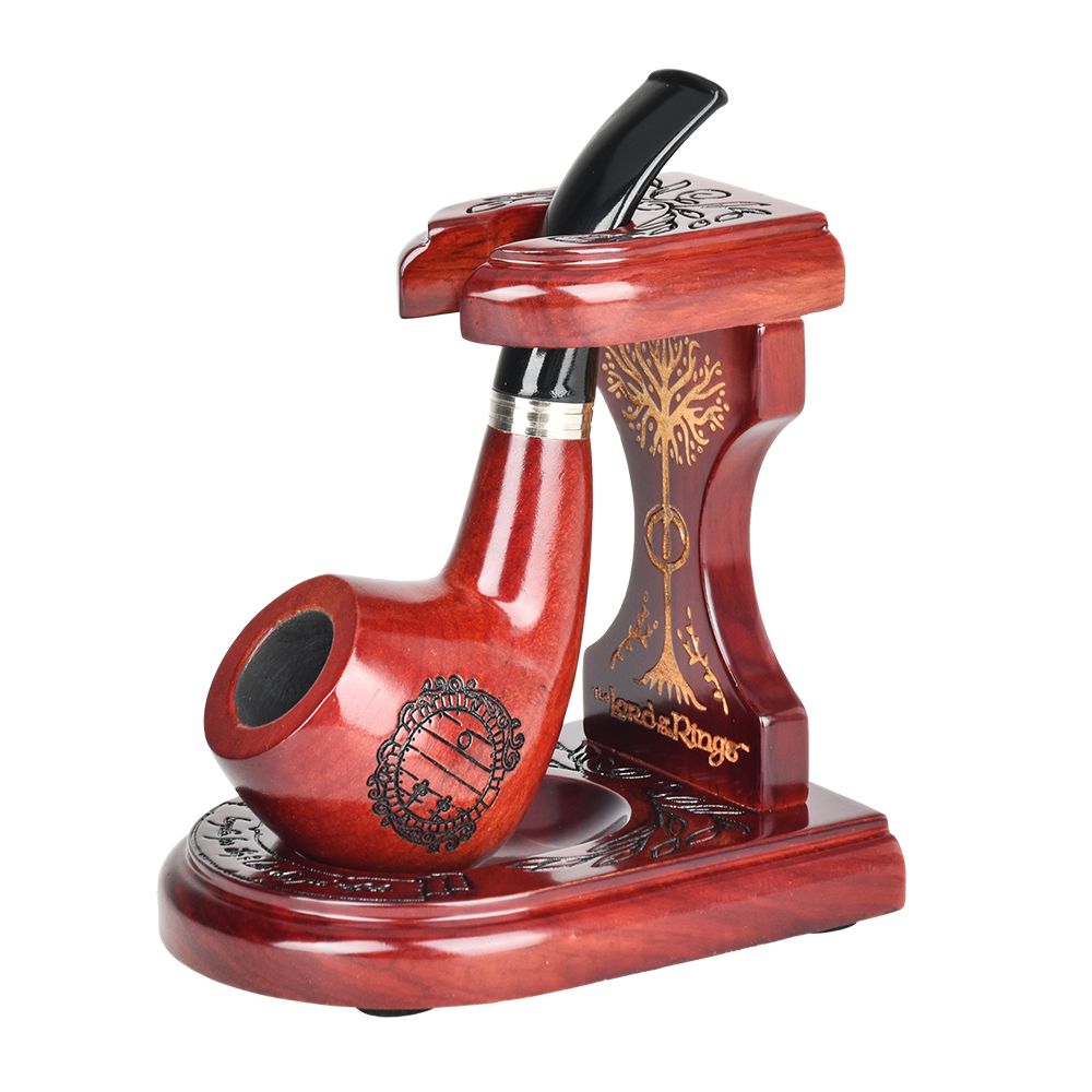 Pulsar Shire Pipes x LoTR HOBBITON Pipe &amp; MIDDLE-EARTH Pipe Stand Bundle - 5.25"