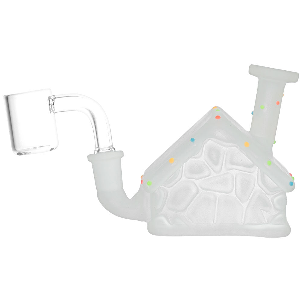 Frosted Christmas House w/ Glow in Dark Lights Glass Mini Rig - 3" / 10mm F