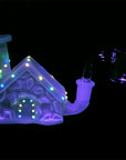 Frosted Christmas House w/ Glow in Dark Lights Glass Mini Rig - 3" / 10mm F