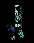 420 Leaf and Shroom Glow In Dark Glass Beaker Water Pipe - 9.5" / 14mm F
