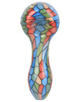 Mosaic Colorful Print Glass Hand Pipe - 3.75" / Colors Vary