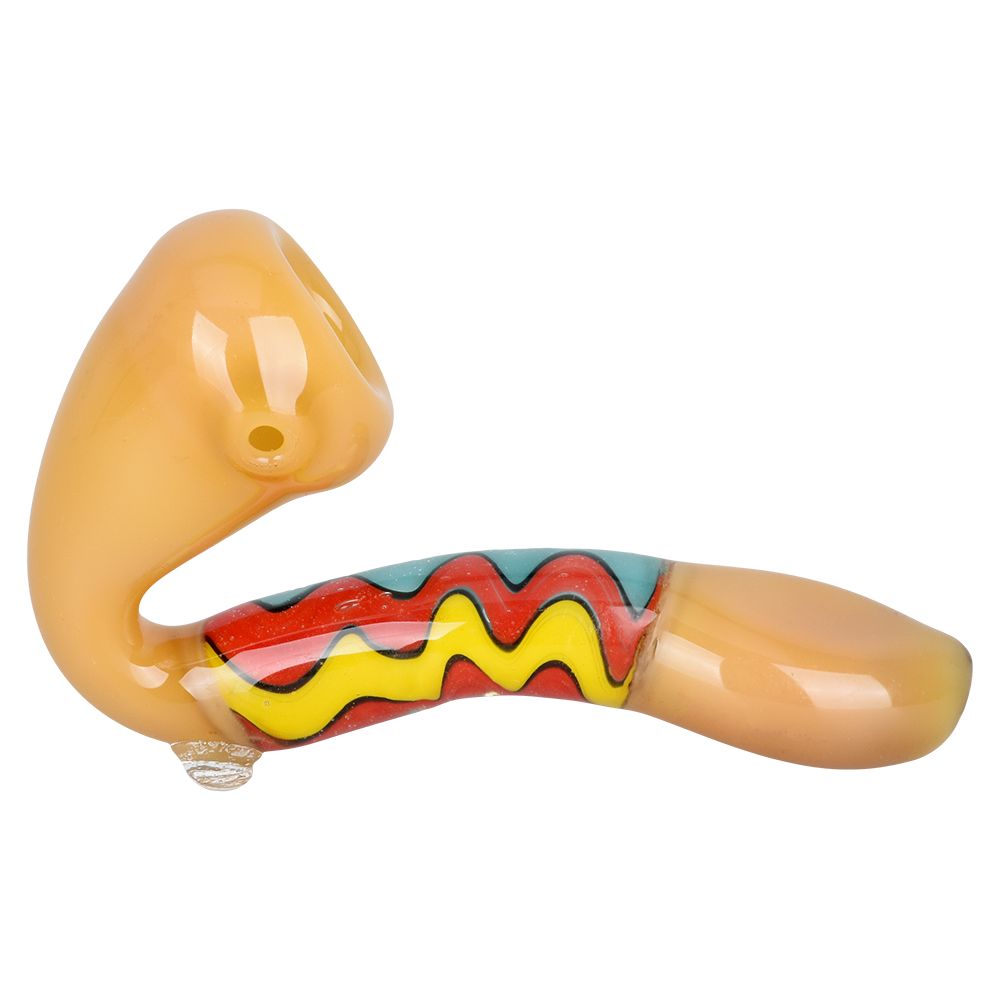Groovy Waves Sherlock Glass Hand Pipe - 4" / Colors Vary