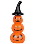 Stacked Jack-O-Lantern Glass Hand Pipe - 5"