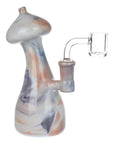 Mushroom Top Marbled Glass Dab Rig - 6" / 14mm F / Colors Vary