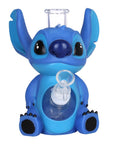 Little Blue Creature Vinyl on Glass Water Pipe - 7" / 14mm F
