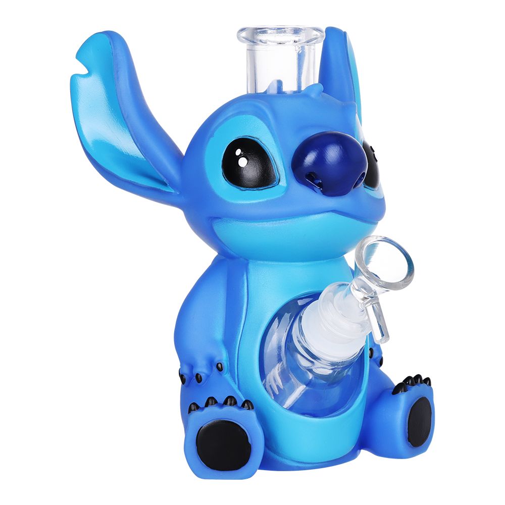 Little Blue Creature Vinyl on Glass Water Pipe - 7" / 14mm F
