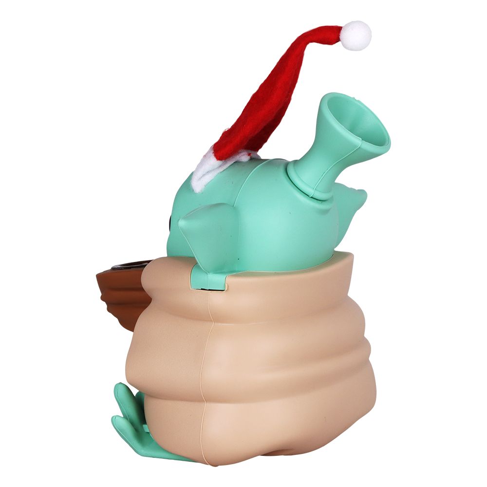 3CT BUNDLE - Cute Little Christmas Alien Silicone Water Pipe w Glass Bowl - 4.75"