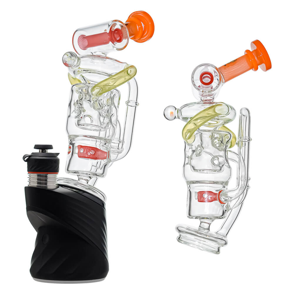 Premium Swiss Straight Fab Recycler Glass Attachment w/ Encased Opal for Puffco Peak OG &amp; Pro | Calibear