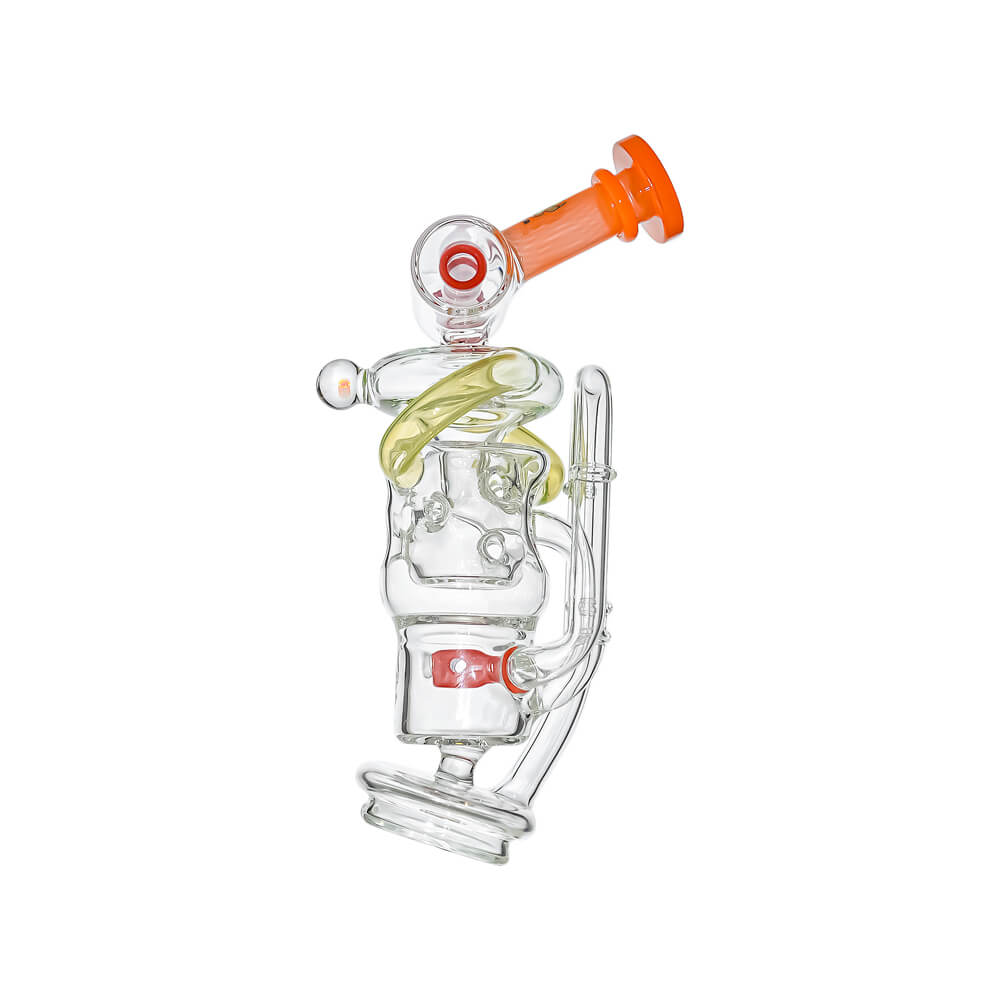 Premium Swiss Straight Fab Recycler Glass Attachment w/ Encased Opal for Puffco Peak OG &amp; Pro | Calibear