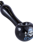 Crush Laser-Etched Hand Pipe with Skull Logo in Vibrant Colors - 4" Borosilicate