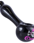 Crush Laser-Etched Hand Pipe with Skull Logo in Vibrant Colors - 4" Borosilicate