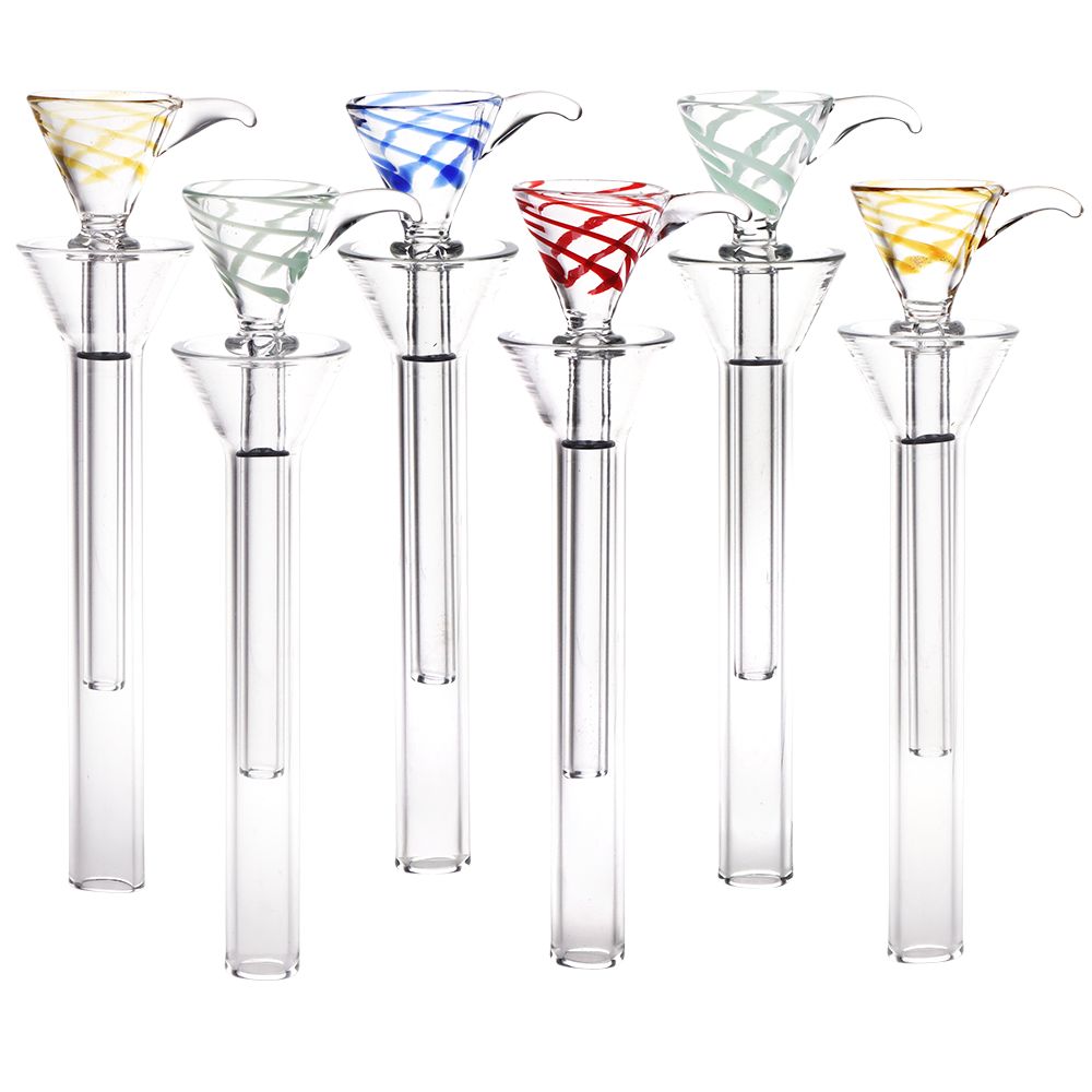 6CT BUNDLE - Glass Funnel Herb Slide/Downstem Set - 3.3" / Assorted Colors