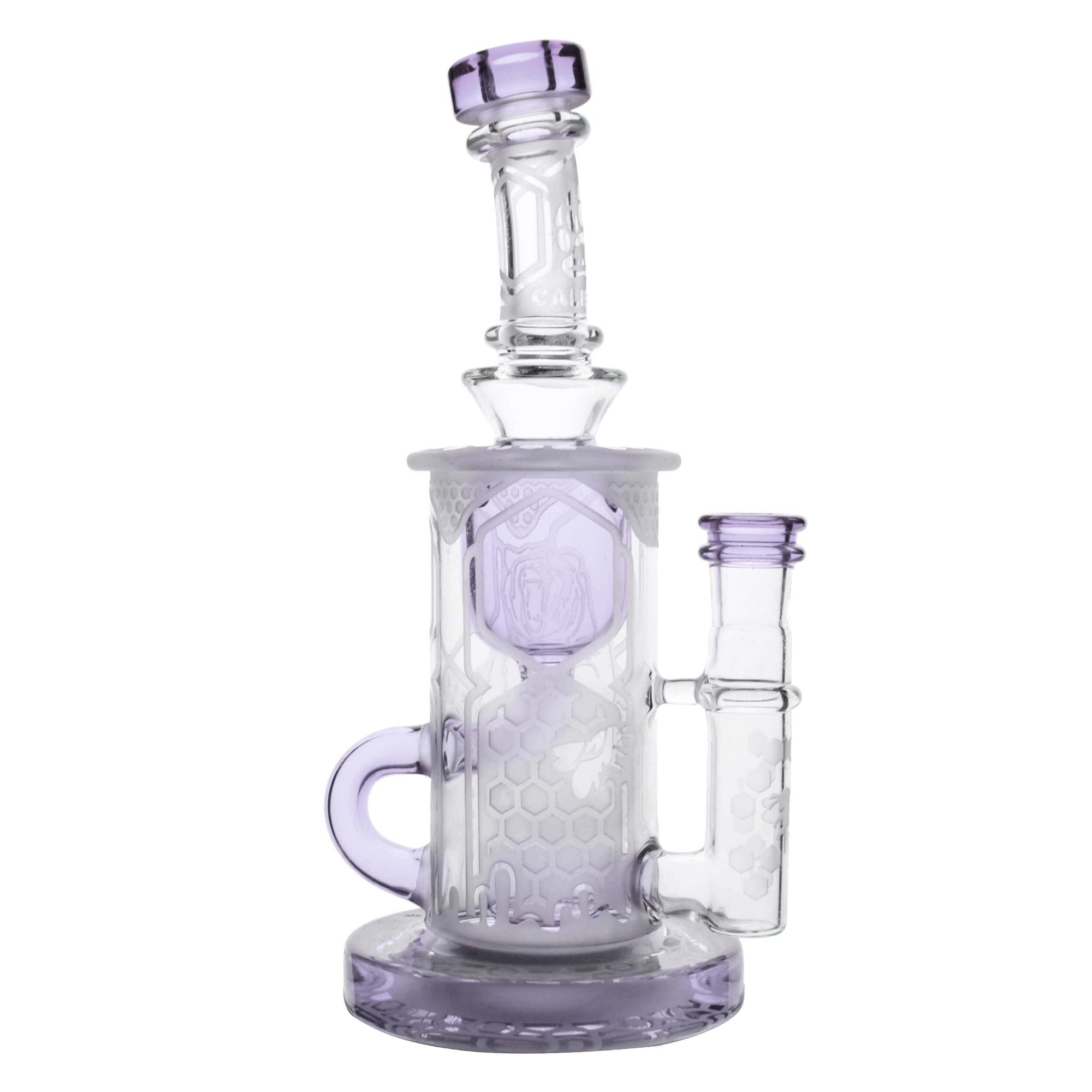 Calibear Sandblasted Klein Recycler Dab Rig with Seed of Life Perc – 8” Glass Rig