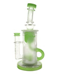 Calibear Sandblasted Klein Recycler Dab Rig with Seed of Life Perc – 8” Glass Rig
