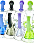 10" AFM Glass Hour Glass Colored Recycler Dab Rig