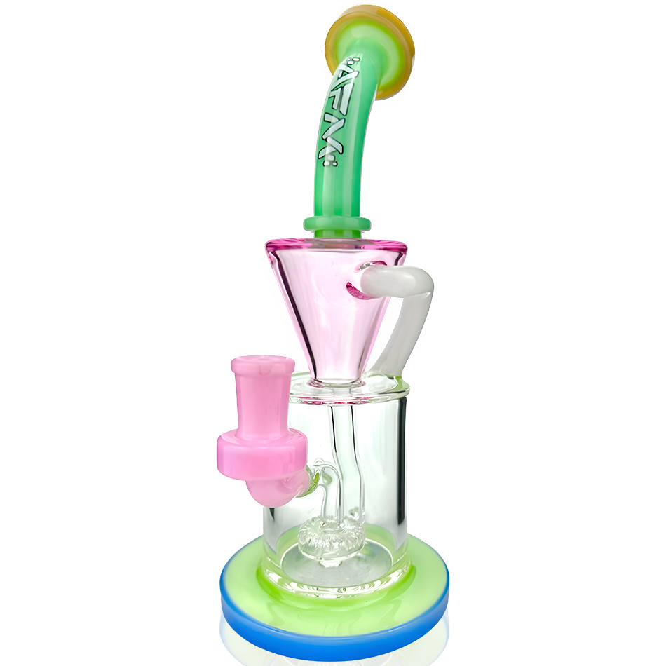 AFM 10″ Drain Incycler Rainbow Glass Dab Rig