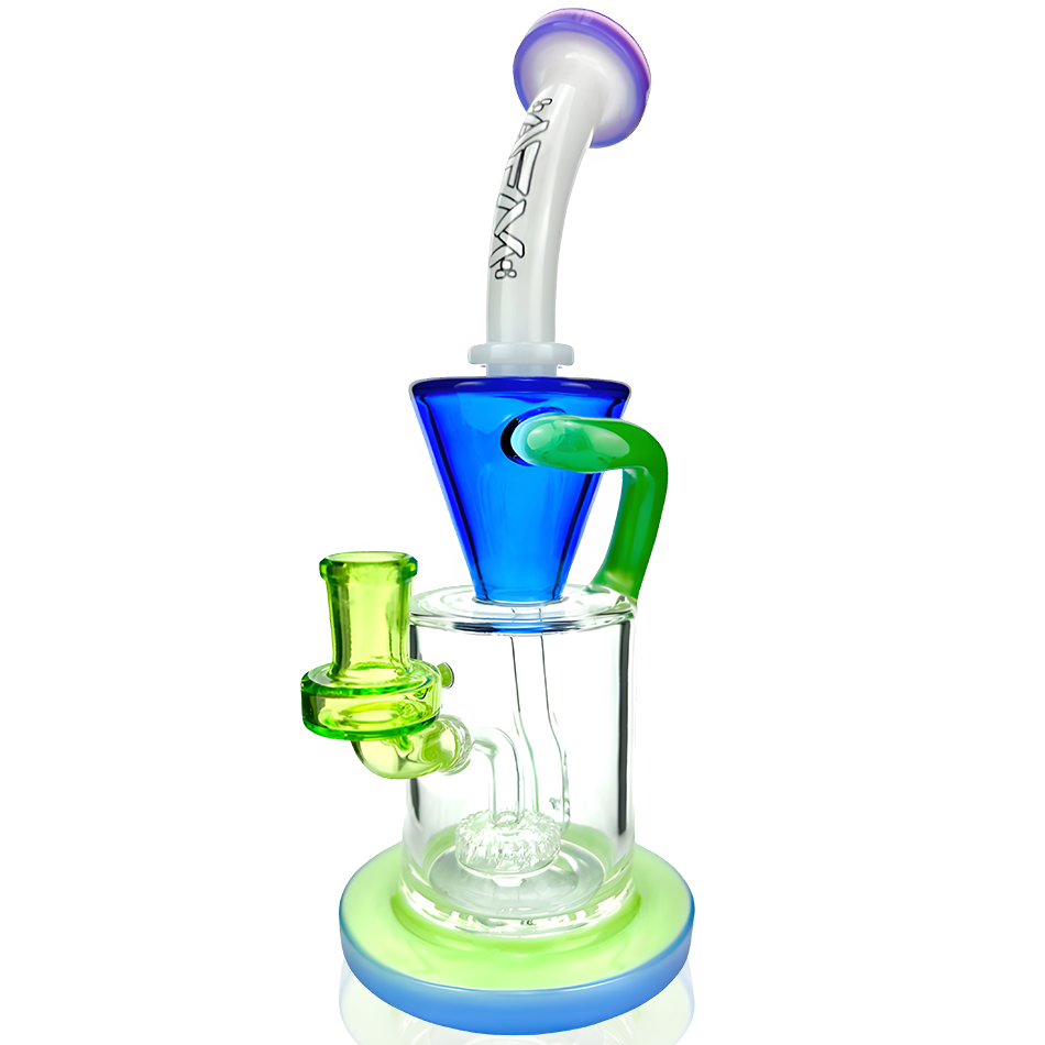AFM 10″ Drain Incycler Rainbow Glass Dab Rig