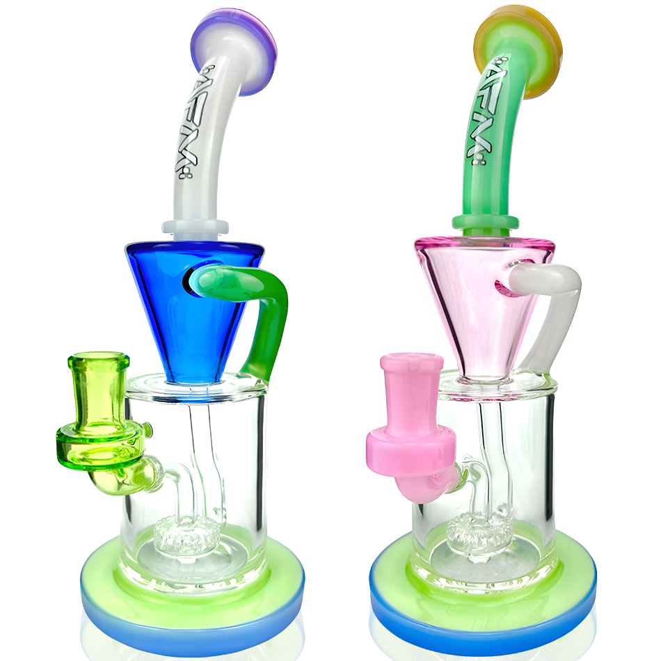 AFM 10″ Drain Incycler Rainbow Glass Dab Rig