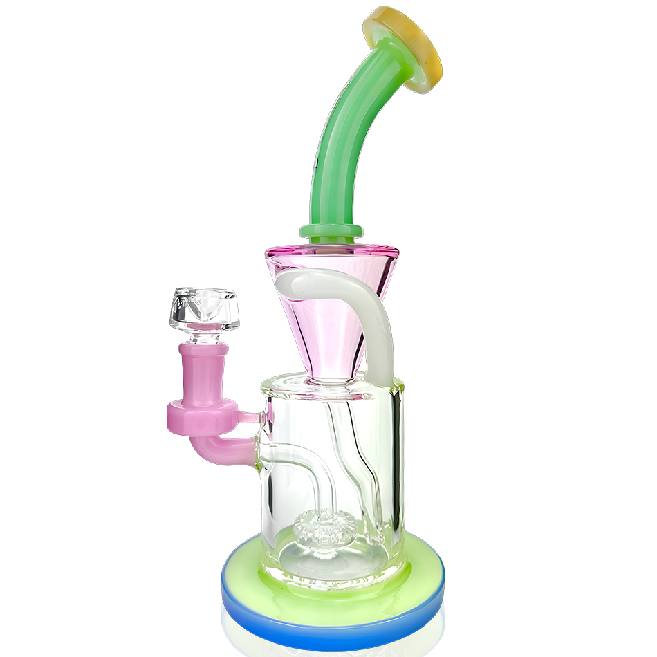 AFM 10″ Drain Incycler Rainbow Glass Dab Rig