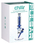 Pulsar Chillr Glycerin Straight Tube Glass Water Pipe - 13" / 14mm F / Blue