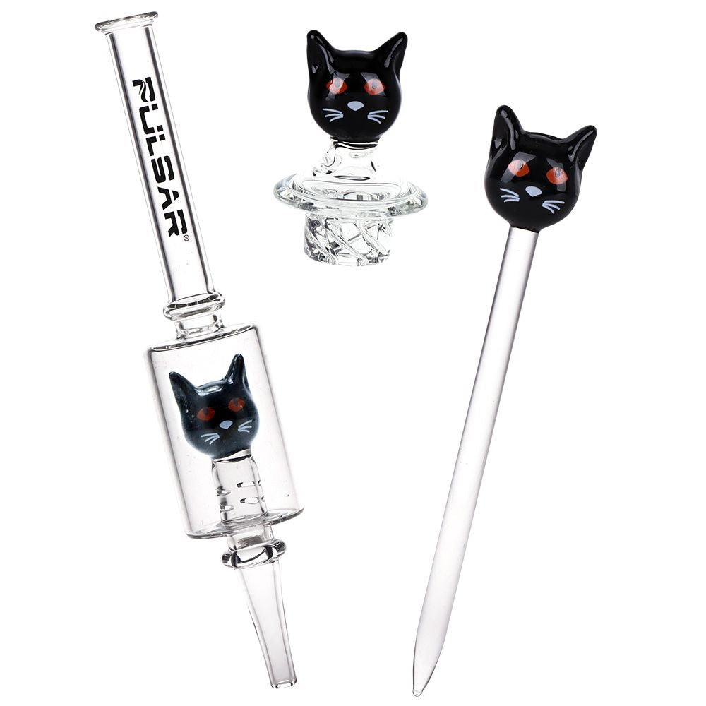 Pulsar Superstitious Kitty Glass Dab Rig Set - 8" / 14mm F