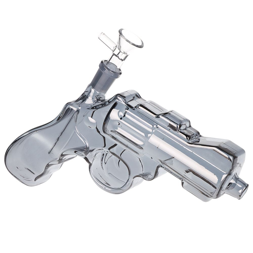 3CT BUNDLE - SeshGear Snub Nose Revolver Glass Water Pipe - 7.5" / 14mm F / Clear, smoke, electroplated