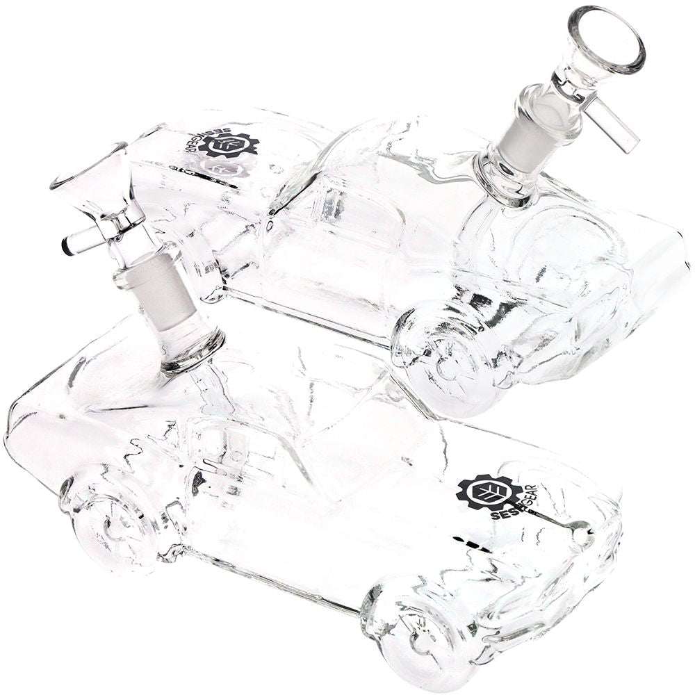 2CT BUNDLE - SeshGear Clear Car Glass Water Pipe - 6.75" / 14mm F