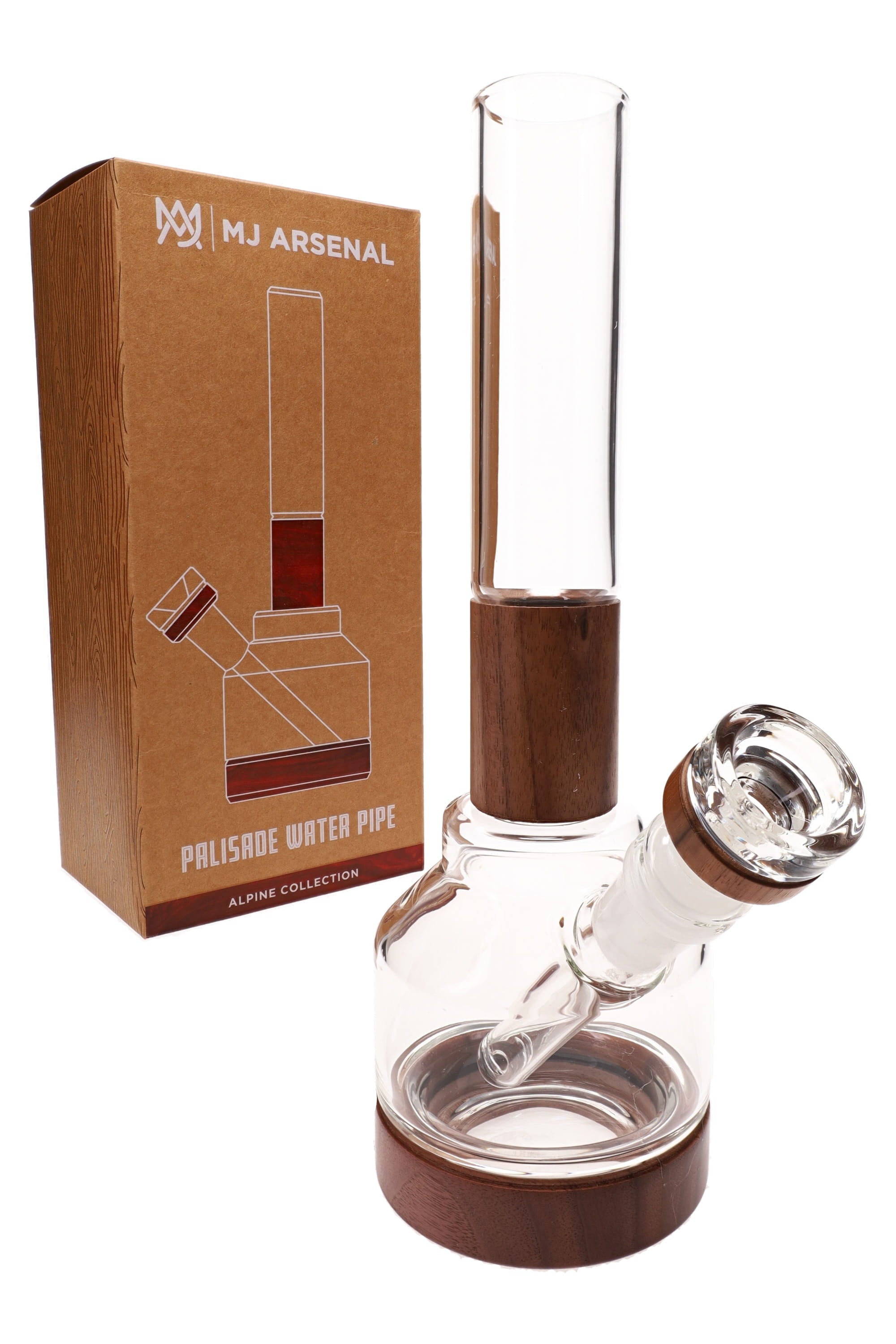 MJ Arsenal Palisade Glass Water Pipe – Walnut Accents – Alpine Collection