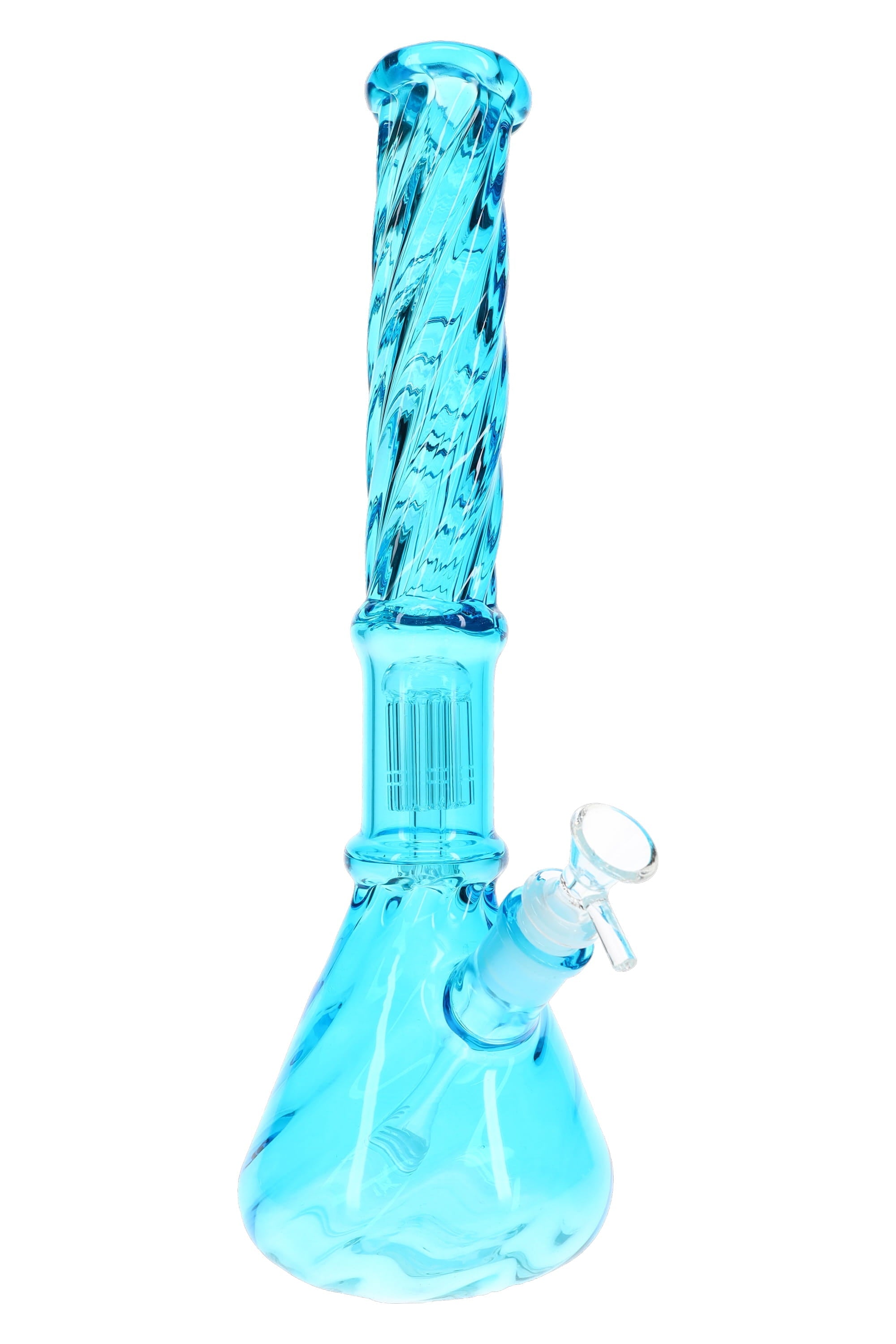 Twisted Glass Beaker Bong “Tree Twist” – Tree Perc – 15″ – Assorted Colors